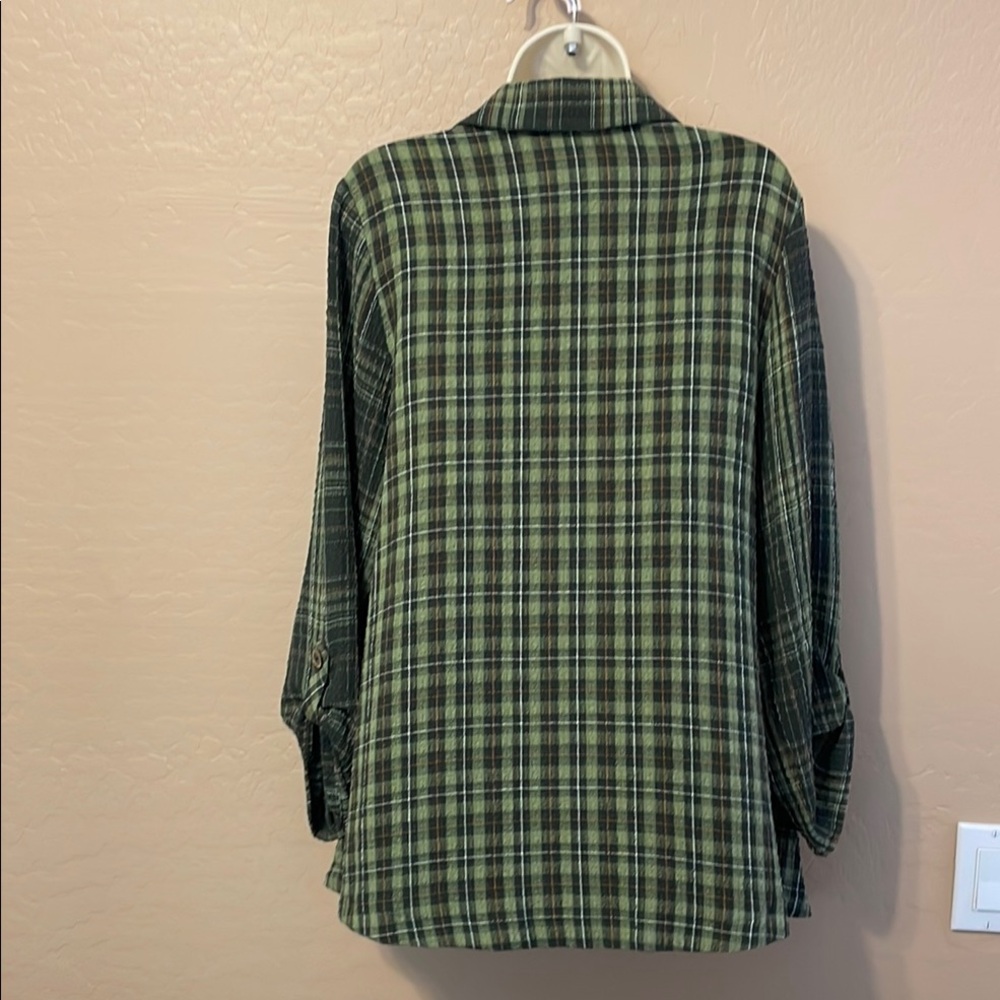 Habitat Green Plaid 3/4 Button Shirt size medium excellent condition - Picture 5 of 7